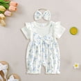 thumbnail image 2 of Mnyotv Summer Clothes for Infants Short Sleeve Romper with Headbands Baby Girl Outfits Size 3-6 Months, 2 of 4