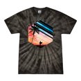 thumbnail image 1 of Wild Bobby, Surfer Walkign Across Beach Sunset, Streetwear, Tie-Dye Tees, Spiral Black, Large, 1 of 3