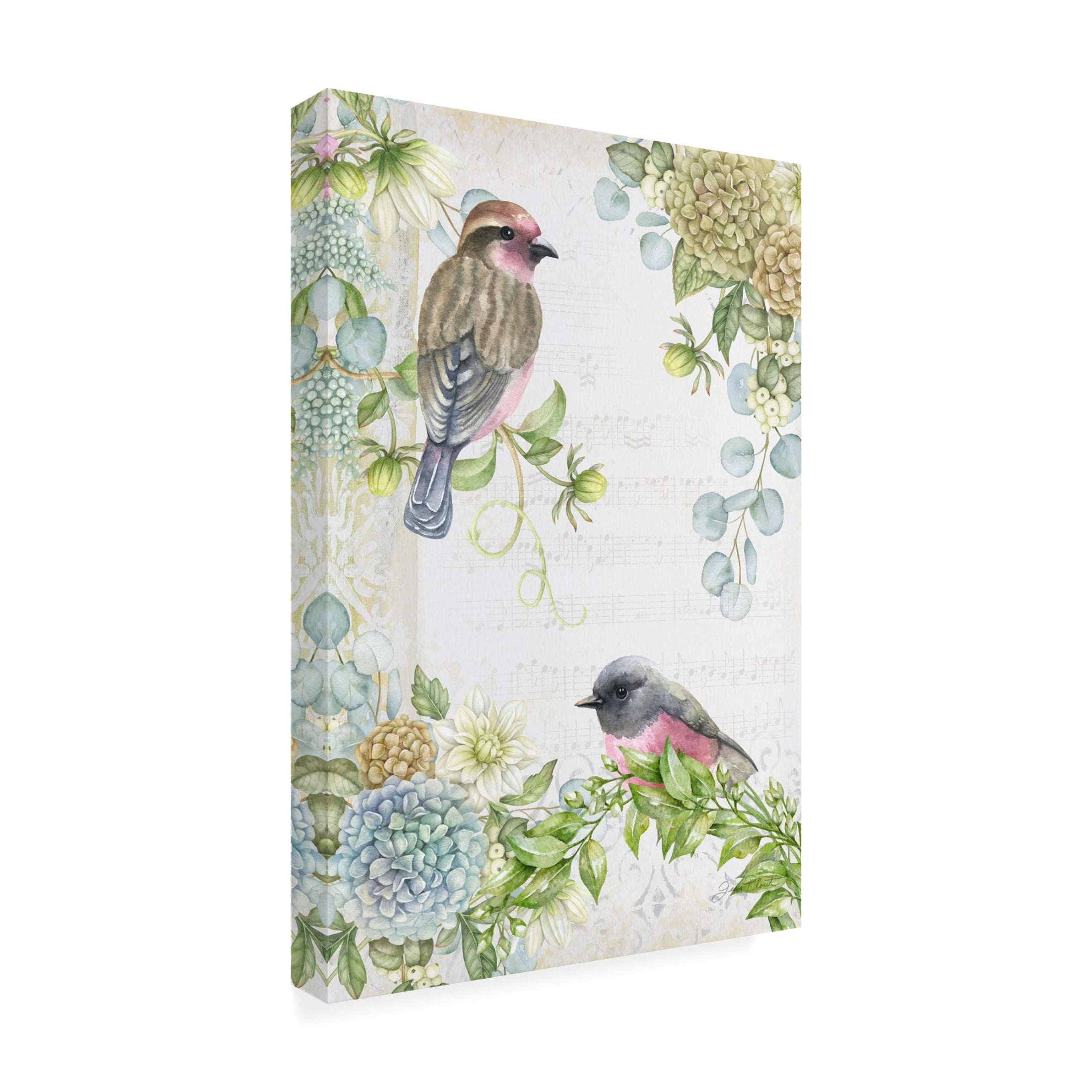 Canvas Wall Art - Jean Plout 'Songbirds A' Wall Art for Living Room, Bedroom, or Office Décor by Trademark Fine Art - 30 x 47 Inches