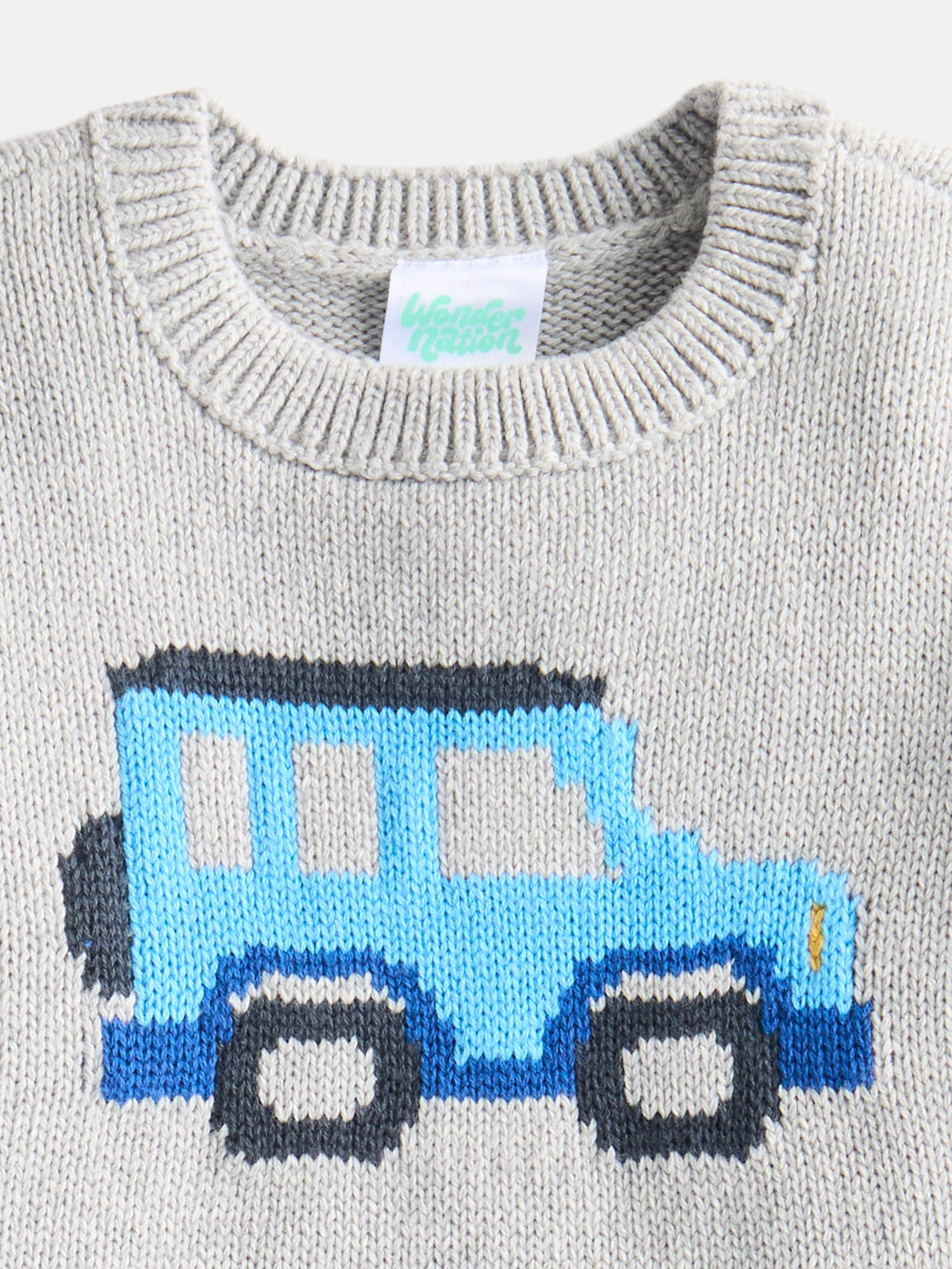 Wonder Nation Baby Boys Crewneck Sweater with Long Sleeves, Sizes 0-24M