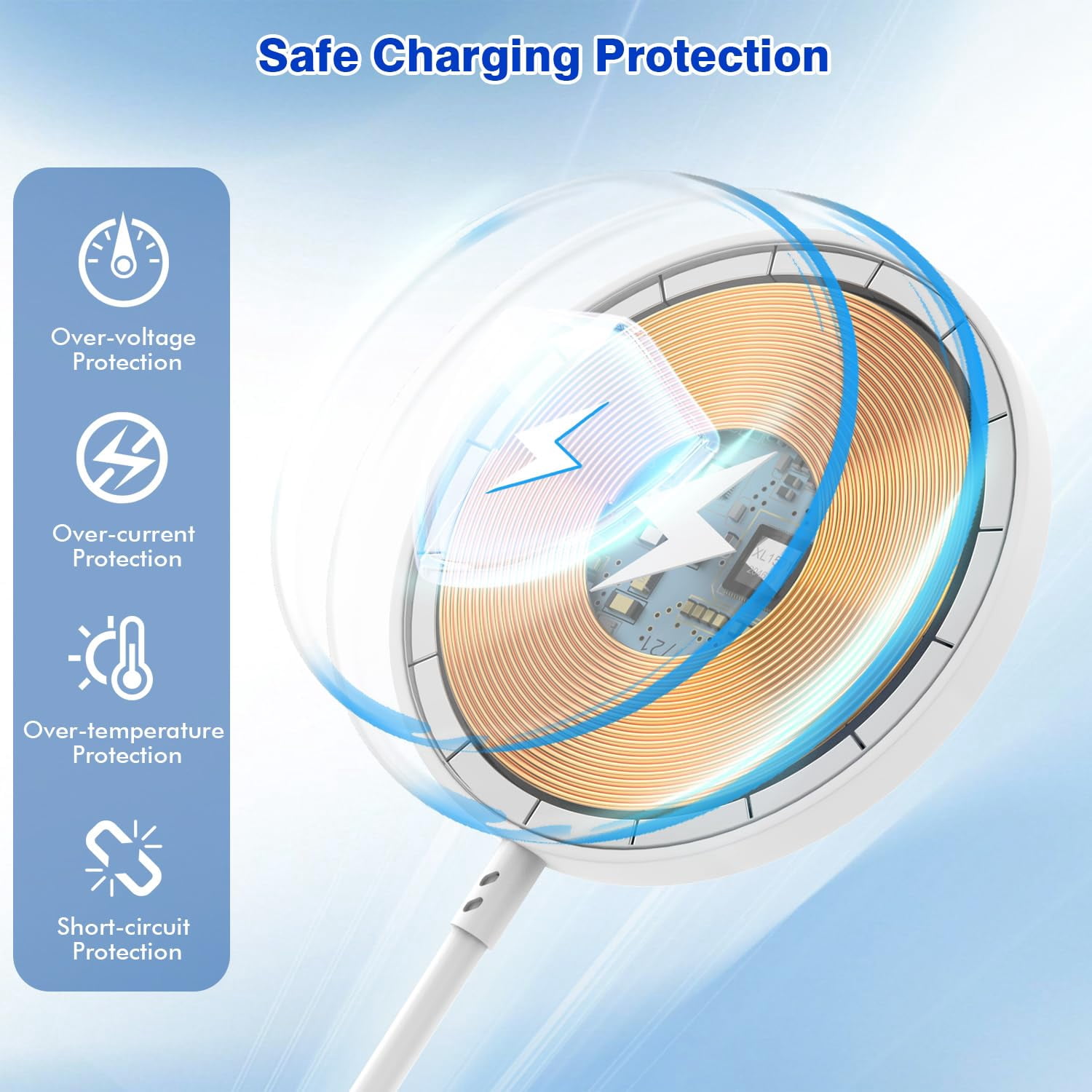 LujingZ Magnetic Wireless Charger - 15W 6FT Fast Charging Pad for iPhone 16 Pro Max/16 Pro/16 Plus/15 Pro Max/14/13/12 & AirPods 3/2/Pro/Pro2