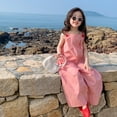 thumbnail image 3 of Kids Girls Wide Leg Jumpsuit Cotton Pink Sleeveless Square Neck One Piece Rompers Long Pant Jumpsuit with Pockets for 3-8 Years, 3 of 9