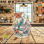 1pc 2d flat Revolving acrylic centerpiece featuring a majestic mermaid with coral and seashells for home, office, or coastal-themed events