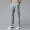 thumbnail image 2 of LIIPEE Mens Casual Pants Spring Summer Comfortable Breathable Slim Fit Solid Color Pants With Pockets Man Versatile Daily Indoor Outdoor Pants,Light Green,34, 2 of 5