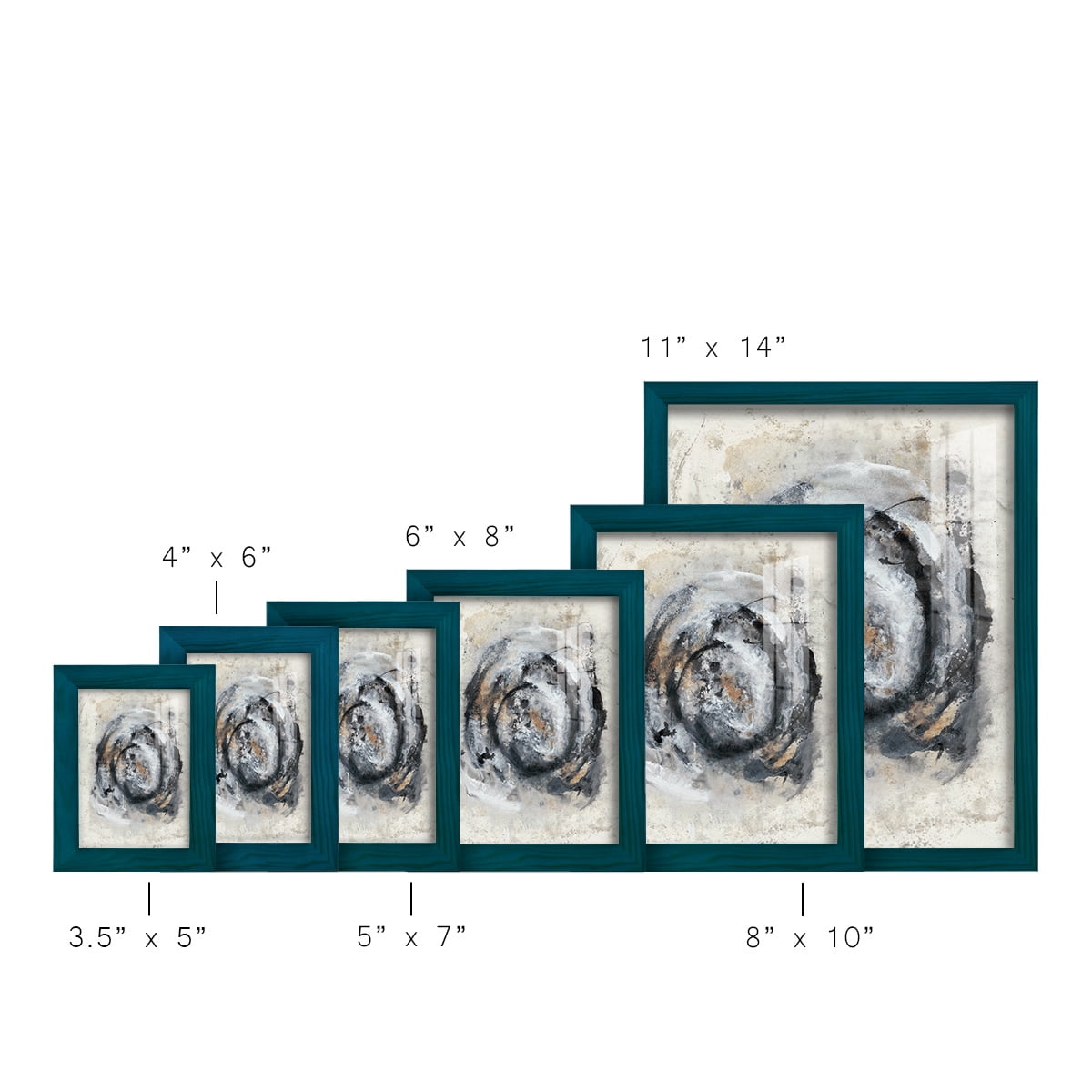Circular Energy IV -Framed Print w/glass-Ocean Blue