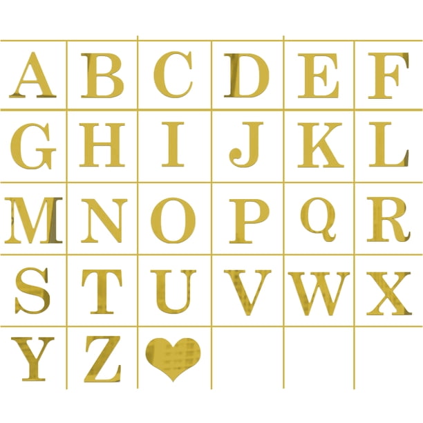 Toystoory Letras inglesas amor decoración del hogar espejo 3D pegatinas de pared alfabeto útil Decoración del hogar Oro carta 26 piezas