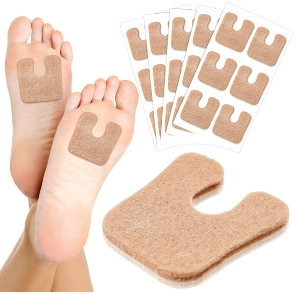30pcs U-shaped felt cocoon pads for feet cushioning sticky pads to relieve foot pain and prevent blisters