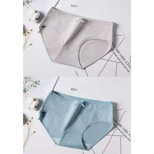 7 Pieces Solid Color Women Briefs Business Lingerie Lightweight Trip Girls  Undies Breathable Elastic Waist Cotton Panties Underwear M 