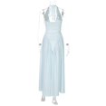 thumbnail image 6 of Women's Deep V Halter Maxi Dress, Solid Cutout Flowy Backless Summer Dress, 6 of 7