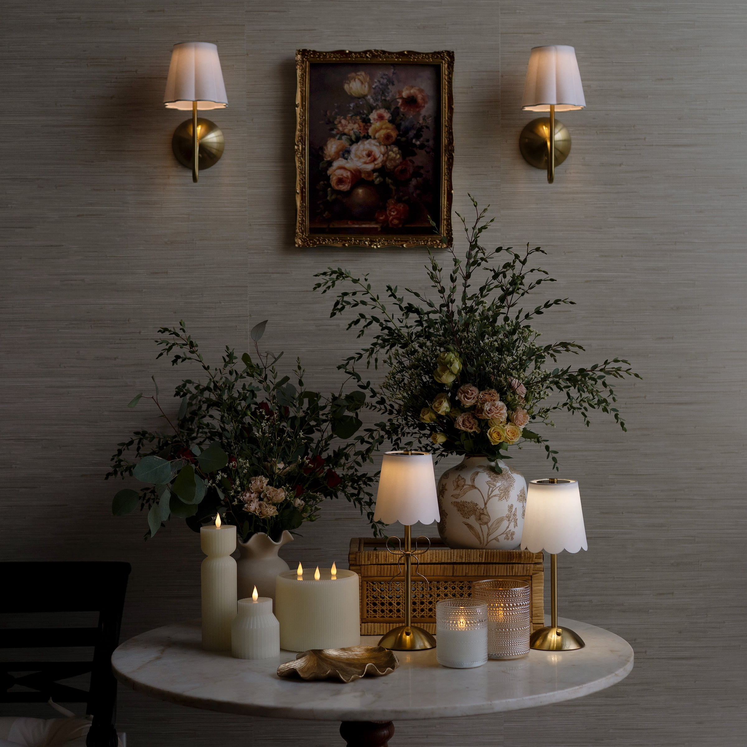 Home Decor Collection Sterling & Noble Home Rechargeable White Velvet Pleated Sconce