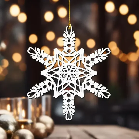 Custom Name Snowflake Ornament, Name Flake, White Colored Snowflake Acrylic Ornament 2024, 7 inches