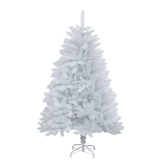 Árbol de Navidad artificial de 24 pulgadas, pino navideño clásico con soporte de metal sólido, blanco sin iluminación