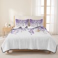 thumbnail image 3 of Twin XL Quilt Set 68''x98'', Purple Eucalyptus Leaves Lightweight Bedspread Coverlet Set with 2 Pillow Shams, Spring Floral Summer Botanical Breathable All Season Quilt Bedding for Dorm/Guest Room, 3 of 9