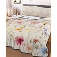 thumbnail image 3 of Quilts King Size, Beige Floral Spring Soft Comforter Bedding Set for Bed, Vintage Farmhouse Botanical Lightweight Quilted Bedspread with Pillow Cover(2 Pieces) for All Season, 96x106 Inch, 3 of 6