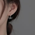 thumbnail image 3 of Sterling Silver Bow Huggie Hoop Earrings for Women Teens Bowknot Small Hoop Earrings Huggie Drop, 3 of 5