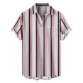 thumbnail image 2 of Antinious Summer Beach Shirt Men,Oversized Tshirts for Man,Mens Short Sleeve Shirts Button up Casual Patchwork Collar Stripe Print Pockets Tops,Pink,XL, 2 of 5