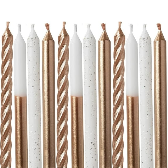 Assorted Metallic Candles 3.25" | Rose Gold | 12ct