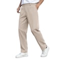 thumbnail image 2 of PNTUTB Men's Solid Color Pleated Drapey Button Fly Zipper Casual Straight Leg Versatile Dress Pants with Pockets, 2 of 6