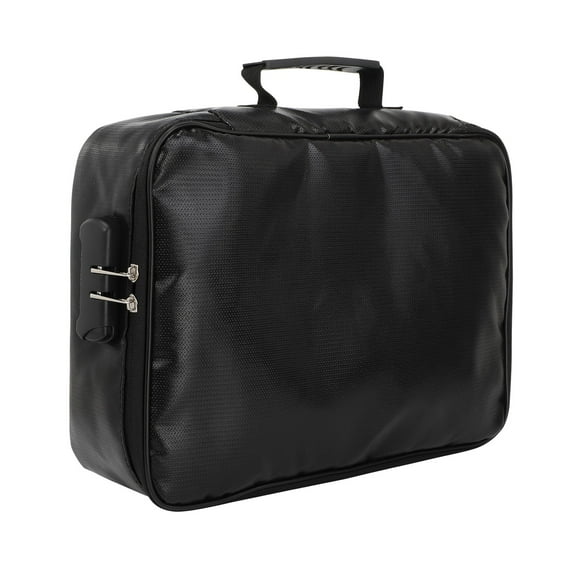 Yaouit Fireproof Document Box with Lock, Portable Fireproof Document Bag Waterproof Fire Proof File Boxes for Documents, 3 Layer File Organizer Box, Gifts for Him, 14x10x4 Inch,Black