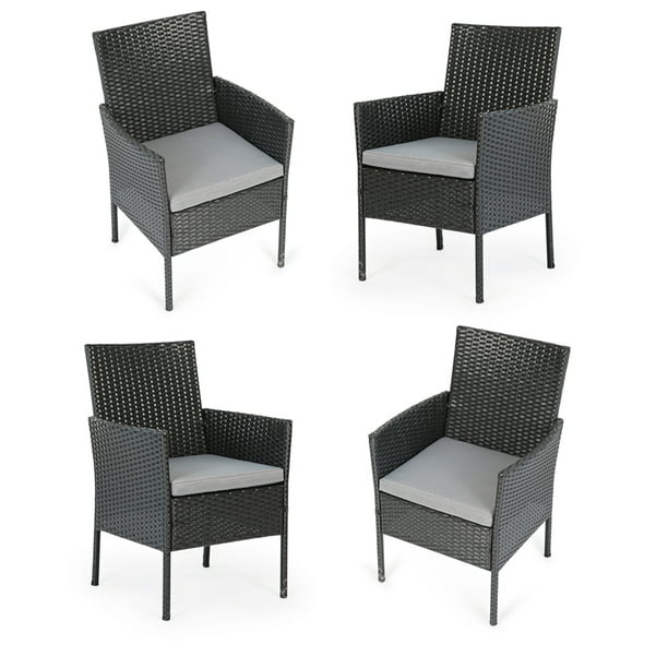 Cloud Mountain Set Of 4 Patio Chairs, Outdoor Wicker Dining Chairs With Cushions
