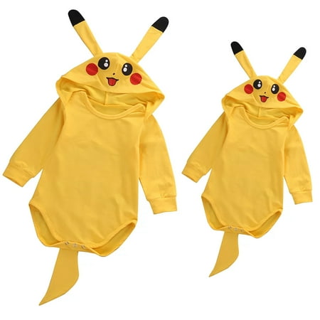 

Pokemon Pikachu Newborn Baby Rompers Long Sleeve Pikachu Cartoon Jumpsuit Baby Clothing Size 0-24 Months
