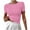 Pink-03, variant on Mittory Women Ribbed Short Sleeve Tops Summer Casual Crew Neck Cute Crop Basic Tees Slim Fit Exposed Seams T Shirts