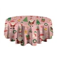 thumbnail image 5 of Pink Christmas Santa Pattern Round Tablecloth 60"x60",Wrinkle Wipeable Table Cloth for Kitchen Dining Room Picnic Patio Party, 5 of 6