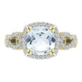thumbnail image 2 of Dazzlingrock Collection 7mm Cushion Aquamarine & Round White Diamond Halo Split Shank Engagement Ring for Women (0.25 ctw, Color I-J, Clarity I1-I2) in 18K Yellow Gold, Size 9.5, 2 of 5