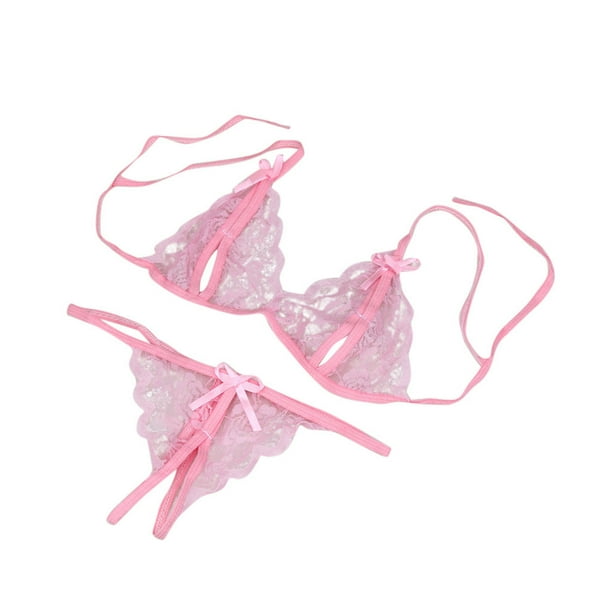 Gibobby Lencería para mujer sexy tangas Lencería Lencería Tanga Dama Ropa interior Mujeres Sexy Encaje Ropa de dormir Íntimos(Rosa 3XL)