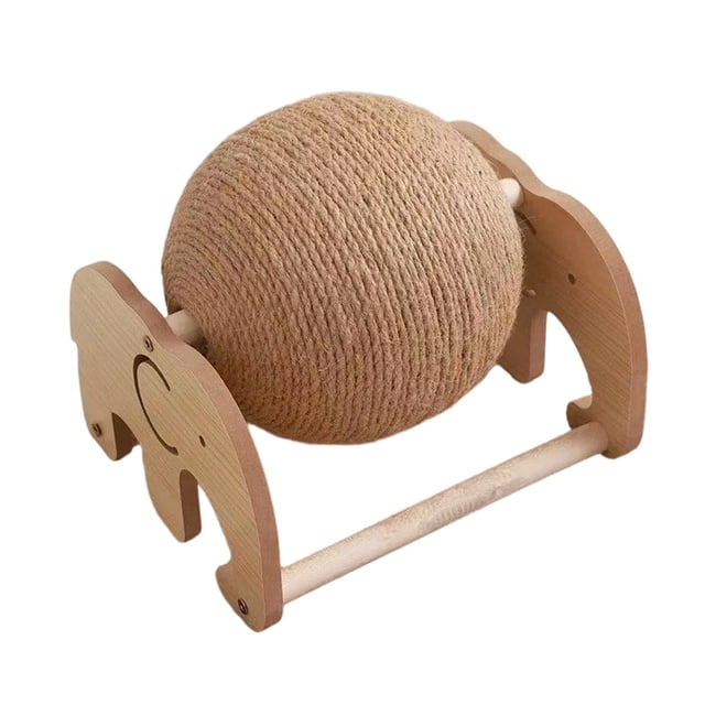 Pelota rascadora de sisal para gatos, rascador con forma de garra de conejo, juguete interactivo portátil de madera con soporte para hacer ejercicio,