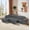 Dark Grey, variant on YWEN 113 inch Ultra-fine Fiber Segmented Sleeper Sofa with Pull-Out Bed, Recliner and Storage Ottoman Style Sofa. with Adjustable headrests and Degree Rotating Side Table