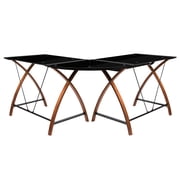 Flash Furniture Black Glass L-Shape Corner Computer Desk with Pull-Out Keyboard Tray