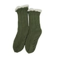 thumbnail image 2 of Women's Winter Super Soft Thick Warm Sherpa Cozy Fuzzy Fleece-lined Anti slip Grippers Slipper Socks (Green), 2 of 2