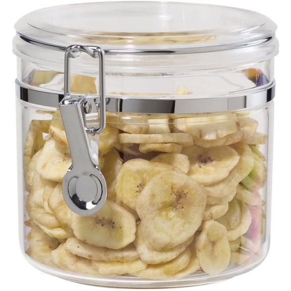 Oggi Clear Canister with Clamp Lid, 38 oz - Large Airtight Food Storage Container, for Kitchen & Pantry Storage of Bulk, Dry Foods Including Pasta, Flour, Sugar, Coffee, Rice, Tea, Spices & Herbs