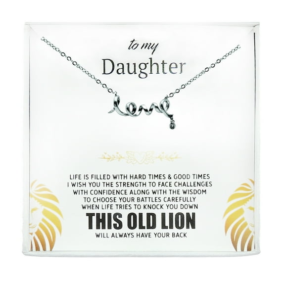 Daughter Greeting Card with Sterling Silver Love Script Necklace in Gift Box by Ginger Lyne Collection