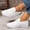 White, variant on Womens Canvas Slip On Shoes Canvas Upper Round Toe Flat Sole Casual Sneakers for Women Non Slip Rubber Sole Summer Walking Footwear US :6