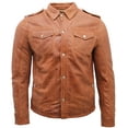 thumbnail image 2 of Mens Leather Jeans Style Shirt Jacket-Dawley in Tan, 2 of 6