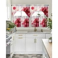 thumbnail image 5 of Red Rose Fantasy Kitchen Curtains Swag Valance and Tier Curtains Set 24 Inch Length, Elegance Floral Romantic Reflection Rod Pocket Drape Panels Pair Swag Curtain for Bathroom/Cafe/Window, 5 of 6