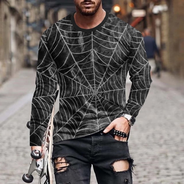 Blusas y camisas de manga larga con cuello redondo para hombre, blusas casuales de cuello redondo y manga larga, camisetas estampadas, blusas para hombre
