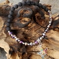 thumbnail image 2 of Besheek Purple and Black Lava Bead Mosaic Star Fish Stretch Anklet, 2 of 5