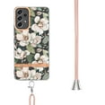 thumbnail image 3 of Flower Pattern Case for Samsung Galaxy A73 5G, Detachable Shoulder Strap Lanyard Crossbody Slim Lightweight Floral Cover with Soft Silicone Shockproof Drop Resistant Case,Green, 3 of 7