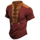 thumbnail image 1 of Camisa de manga corta con cuello alto y bloques de color para hombre - Cuello en V informal y cómodo - Poliéster/spandex, tallas M-XXXL, 1 of 2