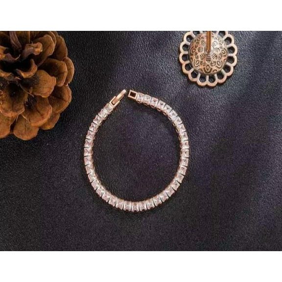 5 Ct princess Cut Lab Created Diamonds Tennis Bracelet for Women Yellow Gold Plated 925 Sterling Silver