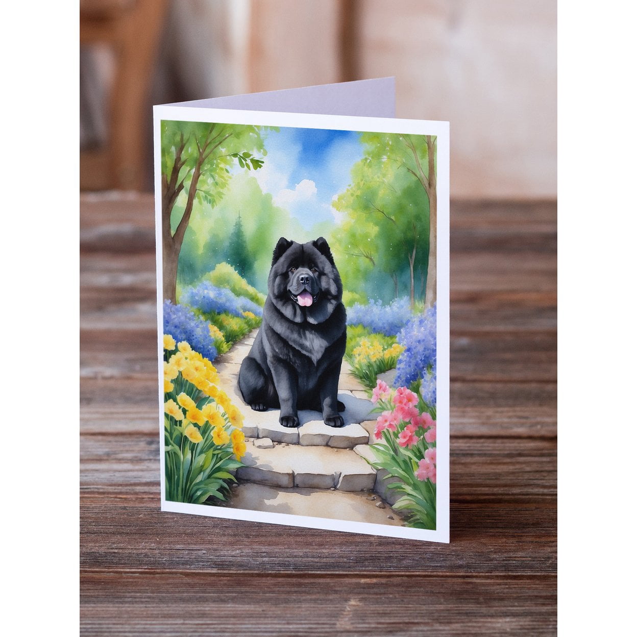 Chow Chow Spring Path Greeting Cards Pack of 8 7 in x 5 in