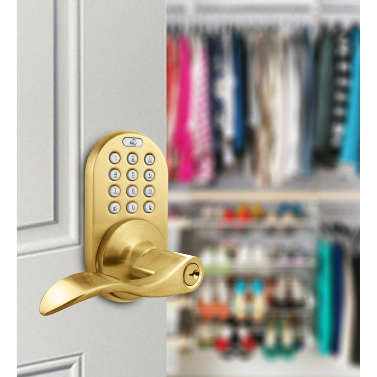 Satin Nickel Keyless Entry Lever Handle Door Lock with Electronic Digital  Keypad