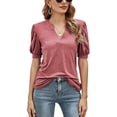 thumbnail image 1 of KYAIGUO Pull Décontracté d'Été pour Femmes en Coton à Manches Courtes Col Rond T-Shirts S-2TG, 1 of 6