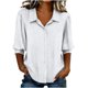 thumbnail image 2 of Neewe Womens Button Down Shirts Plain Lapel 3/4 Sleeve Tops Elegant Dressy Blouses Business Casual Outfits, 2 of 5