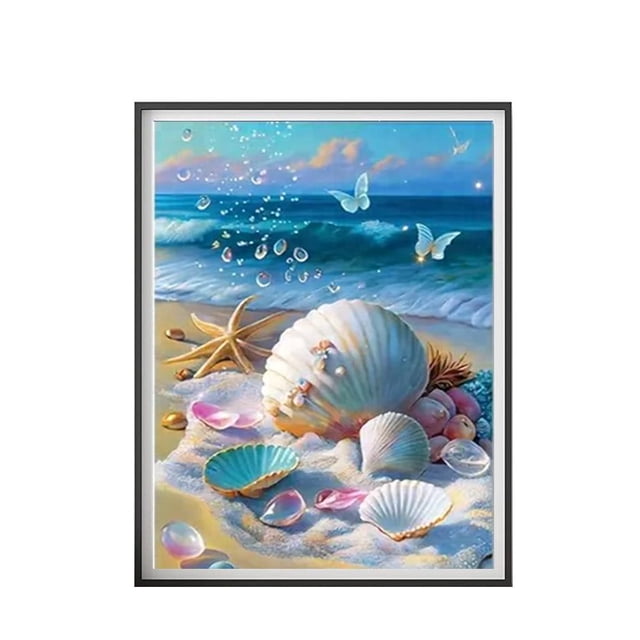 Beach Kits for Adults, Shell Kits, 5D Paint Cry Shell Drill Sede Full Diamonds, with