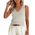 thumbnail image 2 of Lumtrix Women Summer Tank Tops 2026 Basic Sleeveless V Neck Lightweight Knit Sweater Vest Beach Vacation Going Out Shirts Khaki One Size, 2 of 6