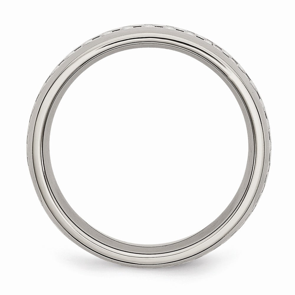 Stainless Steel and Grey Carbon Fiber 6mm Polished Band Ring - Size 9.5